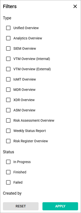 Reports filtering